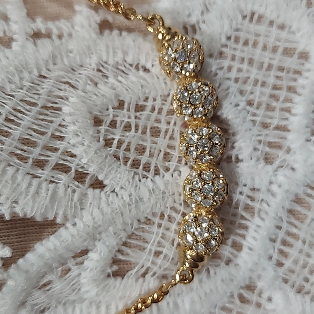 Swarovski gold tone and crystal bar necklace - Picture 2 of 3